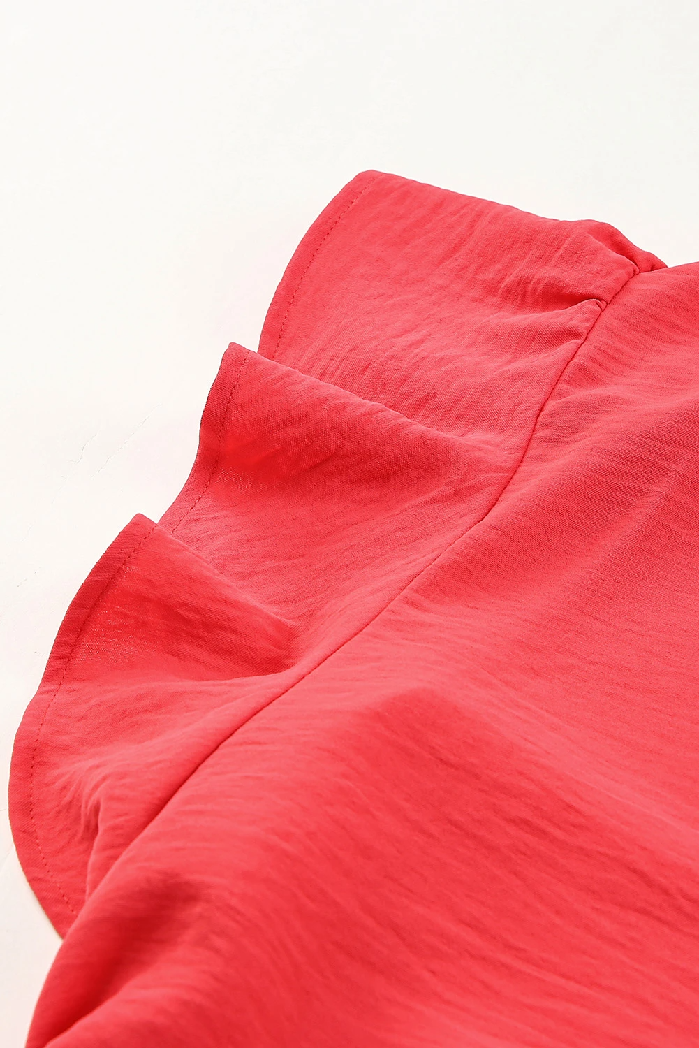 Solid V Neck Ruffle Sleeve Loose Top