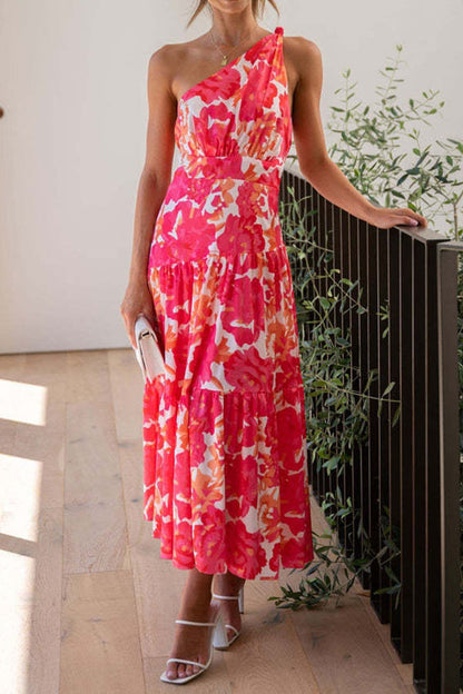 Mid-length off-the-shoulder sleeveless midi dress