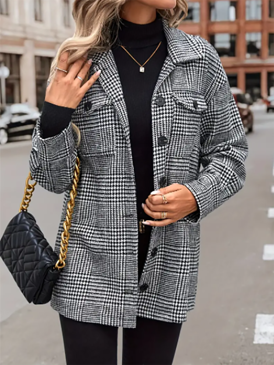 Plaid Flap Pocket Jacket