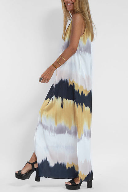 Mustard tie dye sleeveless dress